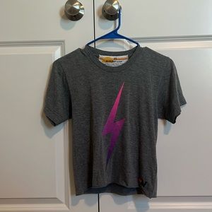 Aviator Nation, Bolt Boyfriend Tee in Heather Gray , Cropped, Size=XS